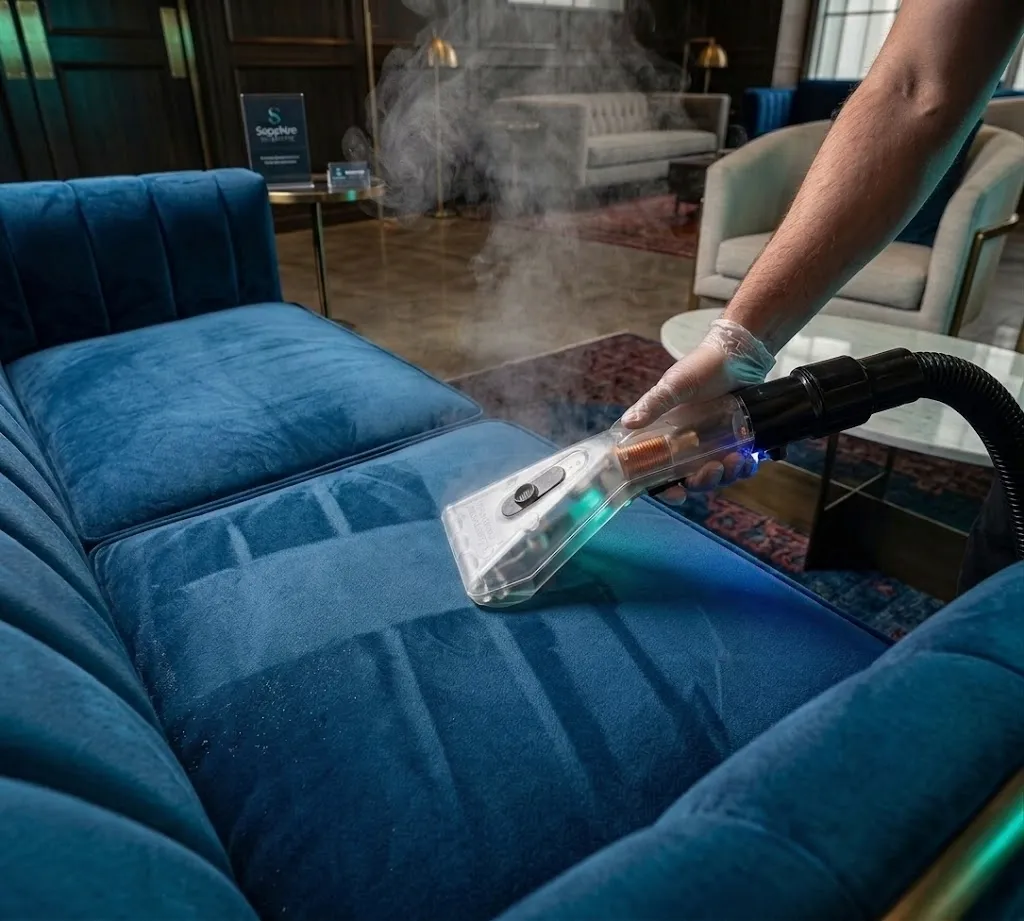 Sapphire Scientific low-moisture upholstery tool in action